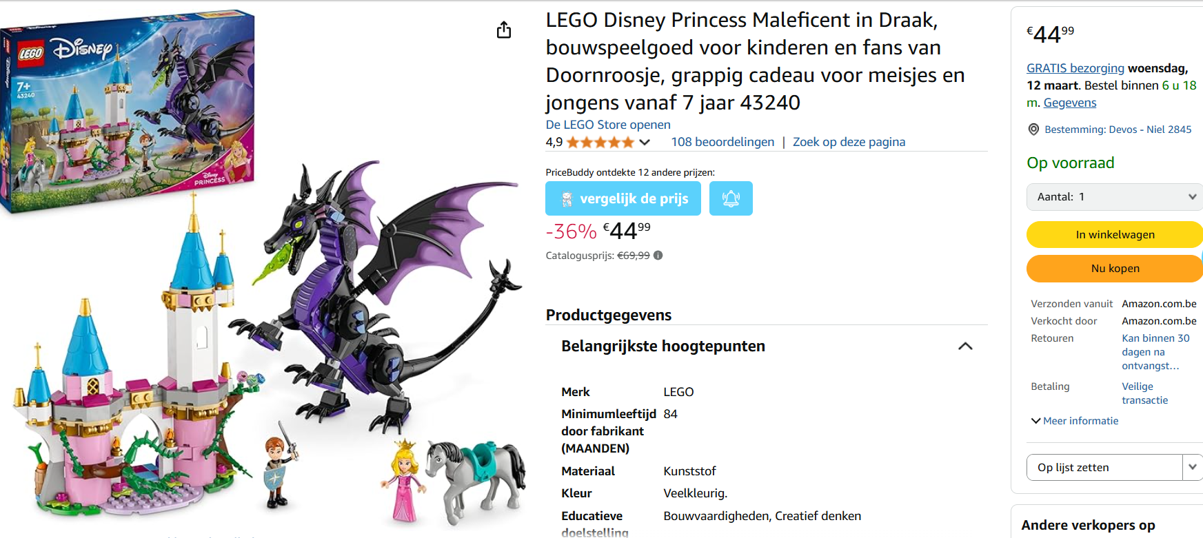 -36% 🐲 LEGO Disney Princess Maleficent in drakenvorm
